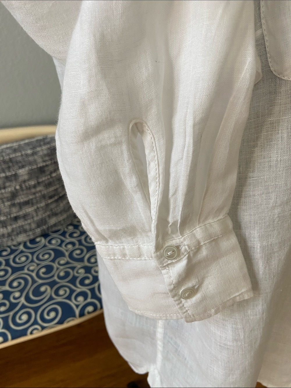 Talbots White Linen Button-Front Tunic - Picture 7 of 8